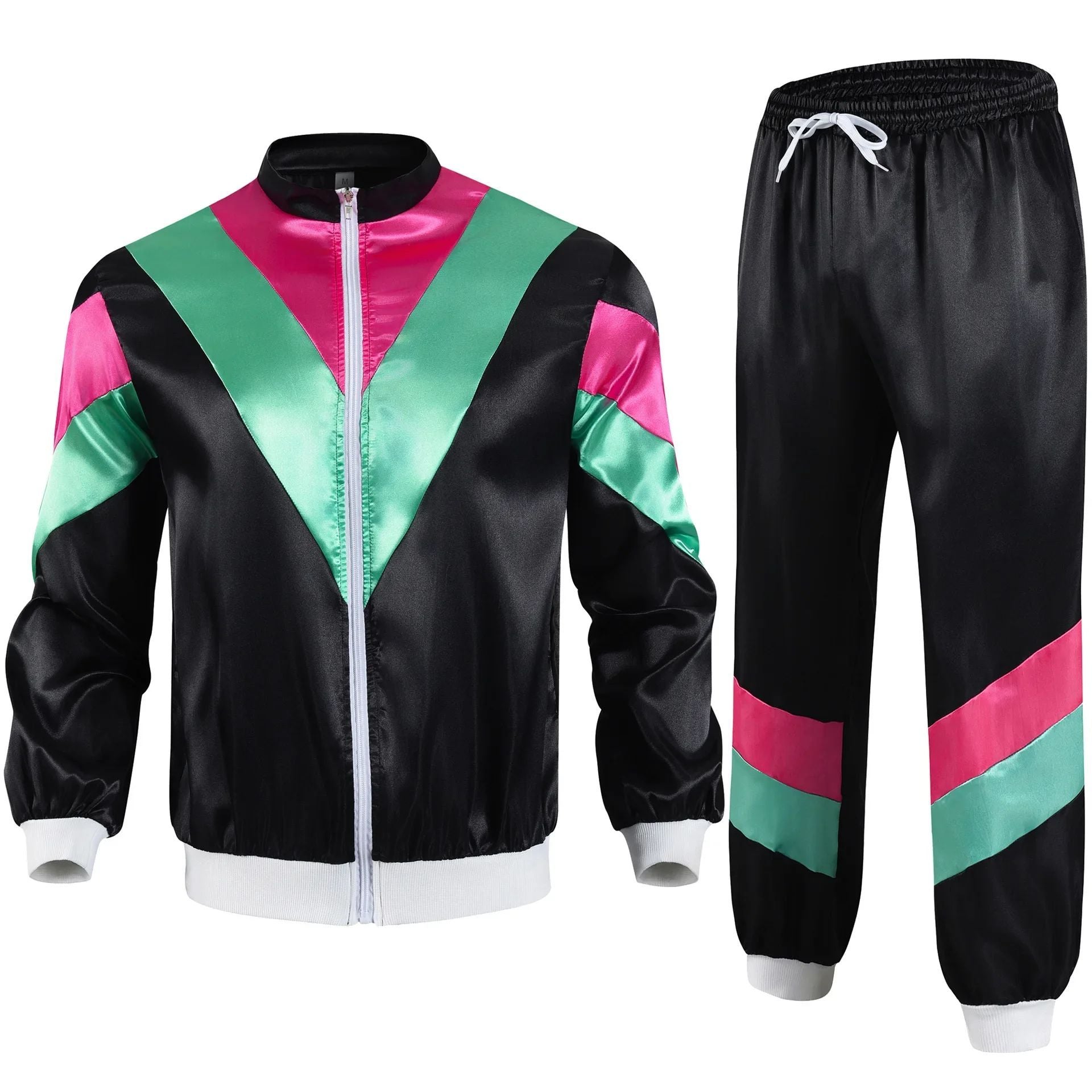 1990s Disco Tracksuit 2pcs Jogging Wear Retro Style Carnival Theme Party Suit Live Cosplay Jacket and Pants  cosplay costumes