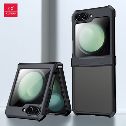 Xundd para Samsung Galaxy Z Flip 7 5 Z Flip 6 7 Capa 5G Airbag à prova de choque Acrílico+TPU+Capa Traseira de Vidro para Flip5 z?? 5 7 ???