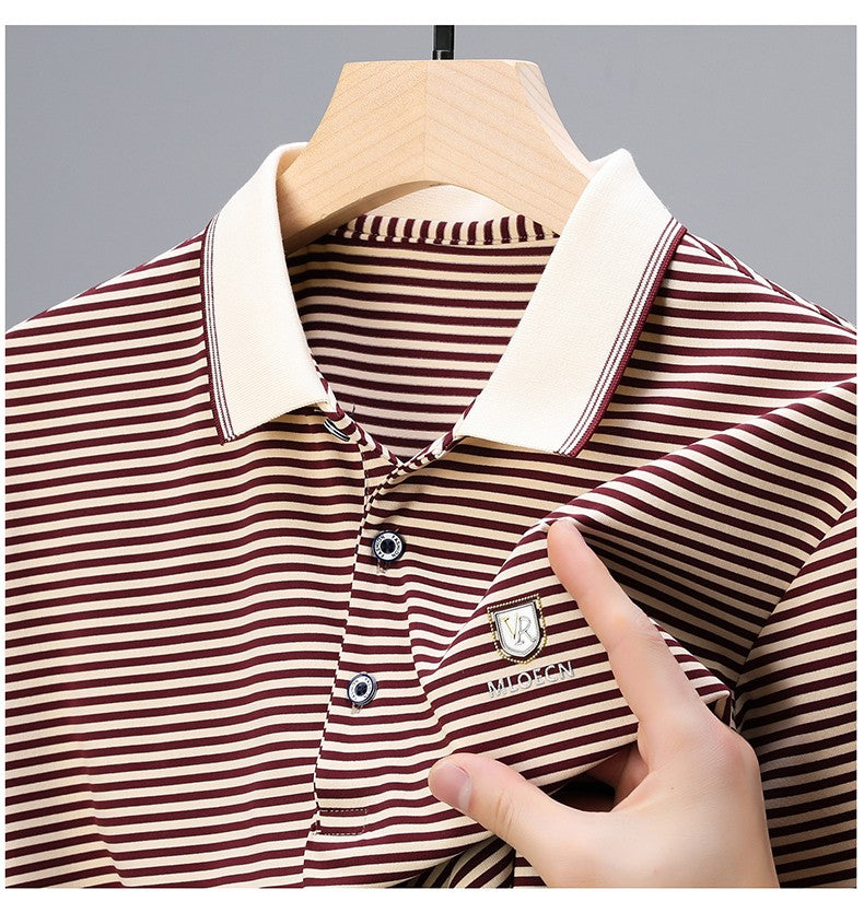Quality breathable cotton short sleeve men's POLO shirt 2024 summer fashionable shiny diamond inlaid design top soft T-shirt