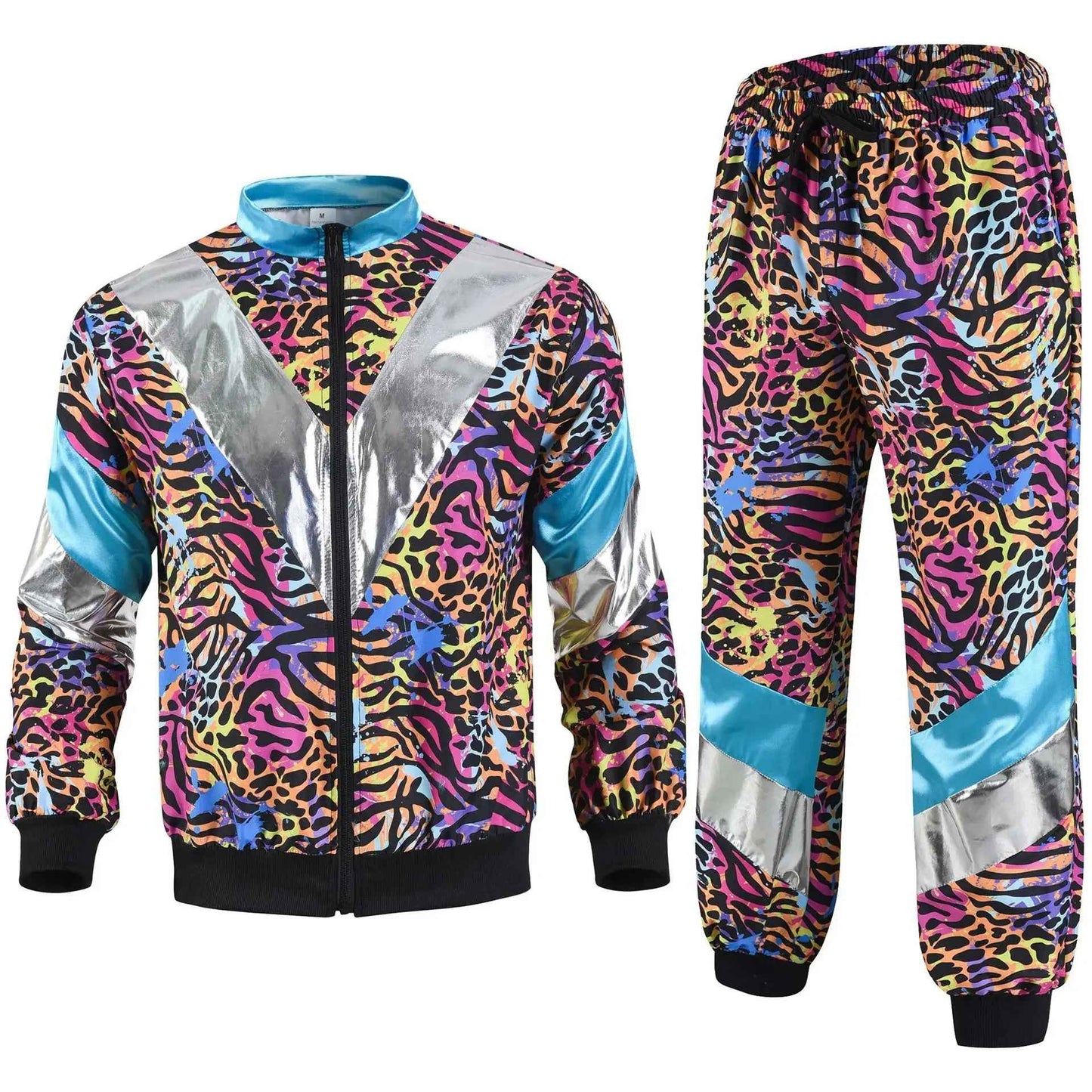 1990s Disco Tracksuit 2pcs Jogging Wear Retro Style Carnival Theme Party Suit Live Cosplay Jacket and Pants  cosplay costumes