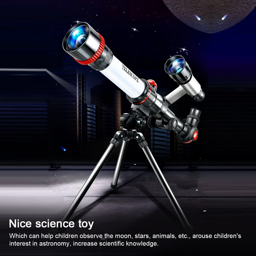 Telescópio Externo Astronômico Refrator de Alta Clareza Brinquedo Educativo Científico com Oculares de Aumento 20X 30X 40X