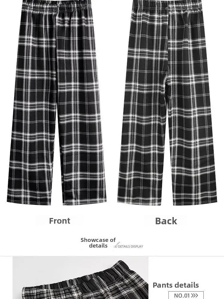 Lamb Velvet Fleece Lined Plaid Wide Leg Pants High Waist Straight Cut Winter New Casual Trousers for Women Korean Style