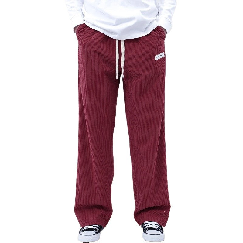 Mens Corduroy Joggers Pants Casual Cargo Pants Drawstring Elastic Waist Baggy Tapered Sweatpants with Pockets Outdoor Sweatpants
