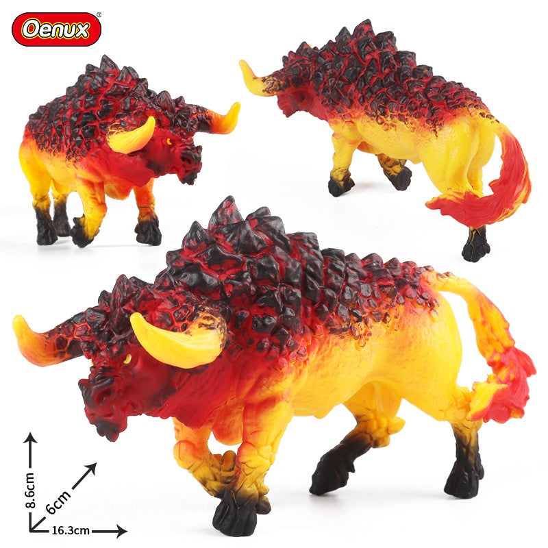 Oenux Simulação Dinossauro Dragão Tartarugas Touro de Fogo Orangotango Golem de Magma Modelo Animal Figuras de Ação Coleção de PVC Brinquedo Infantil Presente