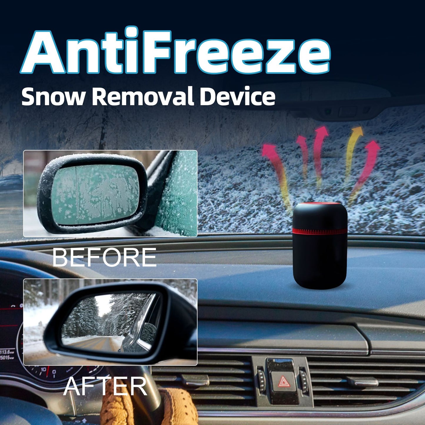 Removedor de Neve Automotivo, Dispositivo Anticongelante Automotivo, Desembaçador e Degelador de Para-brisa, Derretimento Rápido de Neve, Aquecedor Portátil