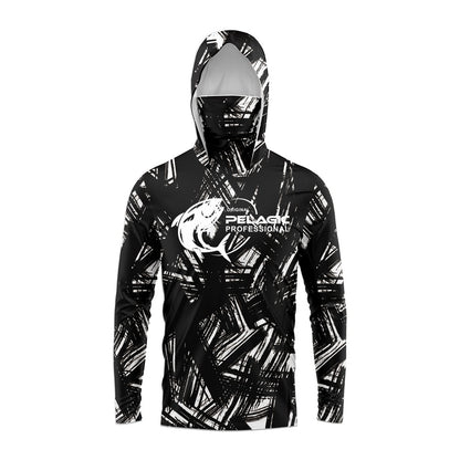 Camisa de pesca masculina com capuz, manga longa, proteção UV, vestuário de pesca