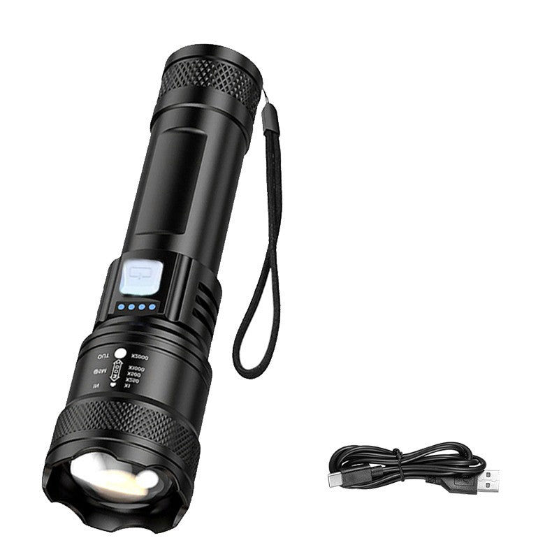 Tactical LED Flashlight 2000LM USB Rechargeable Waterproof Grade Zoom Torch Bright Portable Emergency Light for Camping Outdoor