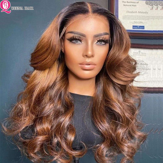 Honey Blonde Lace Front Wig PrePlucked 1B 27 Human Hair Wigs Ombre Body Wave Lace Front Human Hair Wig 180% Raw Bodywave 30 Inch