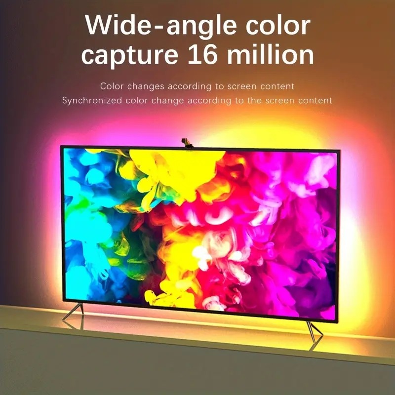 RGBIC LED TV Backlight Strip with Camera App Control Music Sync Smart Lights for Gaming Room 55-75inch Ambient Lighting