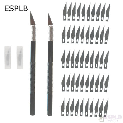Engraving Non-Slip Metal Scalpel Knife Kit + 50/20/10/5pcs #11 Blades Cutter Craft Knives for Mobile Phone PCB Repair Hand Tools