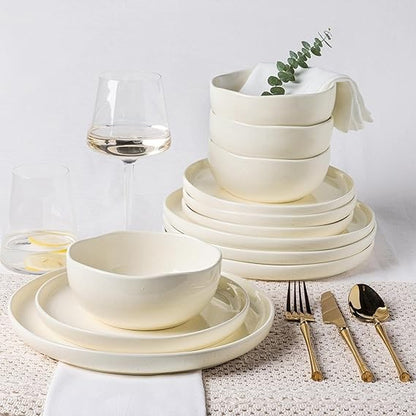 ceramic dinnerware sets for 4, 12 pieces porcelain lightweight plates and bowls sets, scratch resistant dish set, oven & microw