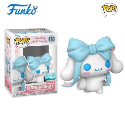 Hello Kitty And Friends Funko Pop Cinnamoroll Boneco de Vinil Exclusivo #118 Laço Coleção Bonecos de Ação Presentes para Meninas Estátua Brinquedos