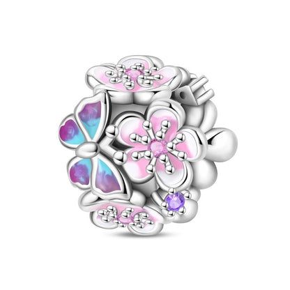 Pingente Charm Libélula Tema Primavera Prata Esterlina 925 Borboleta Flor Pendente Compatível com Bracelete Colar Joias DIY