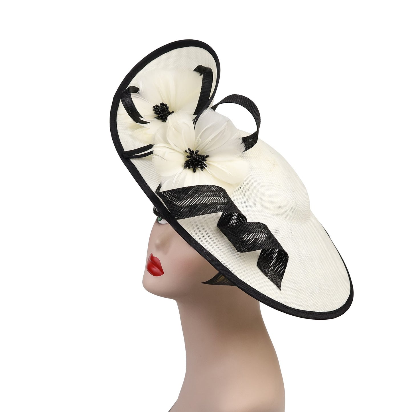 Novo Fascinator de Flor Sinamay Chapéu de Casamento Perfeito Chapéu de Festa Derby Único Chapéus de Igreja Elegantes Fascinators de Noiva Femininos