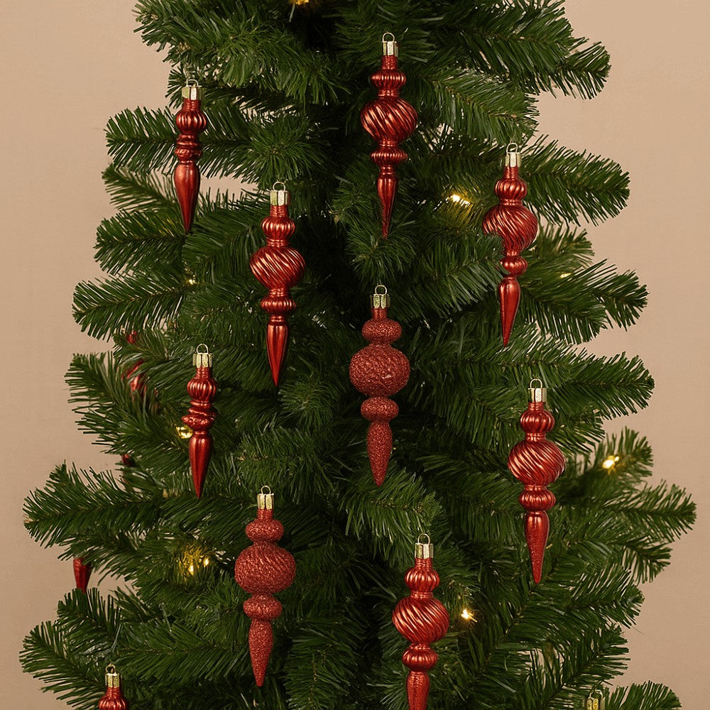 16Pcs 16Pcs/Box Christmas Hanging Balls Special Shaped Gold Powder Xmas Tree Party Decorations with Hanging Rope