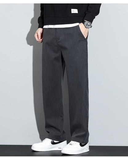 Mens Lyocell Straight Loose Elastic Waist Jeans 2025 Autumn Winter Fashion Brand Comfortable Versatile Pants Plus Size 5XL