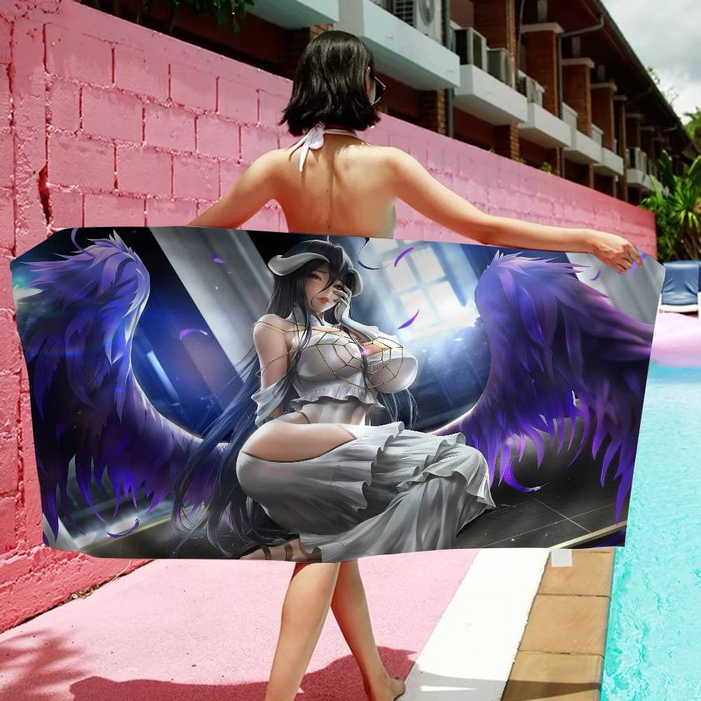 Gamer Albedo Anime Sexy Girls Anime Beach Swimming Towel Soft Absorbent Washcloth Children's Gifts For Kids Travel Camping Gym