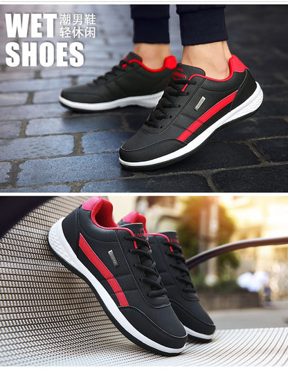Sapatos masculinos de couro tênis tendência casual italiano respirável lazer masculino tênis calçados antiderrapantes sapatos vulcanizados masculinos