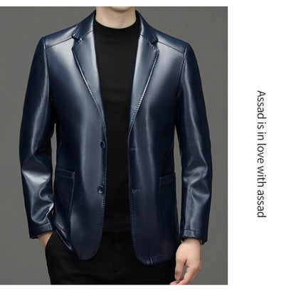 2025 Autumn Winter Men's Genuine Leather Blazers Jackets Slim Fit Suits Coats Business Casual Genuine Leather Suits Jackets Male