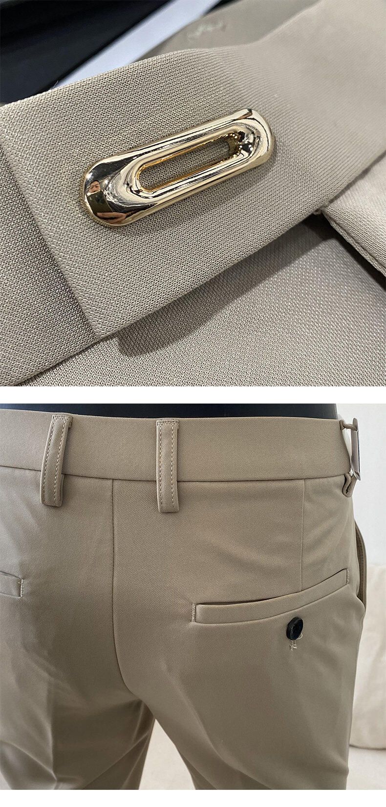 Men Suit Pant 2025 Autumn Solid Elastic Waist Dress Pants Calça Masculina Men Slim Business Office Social Ankle Length Trousers