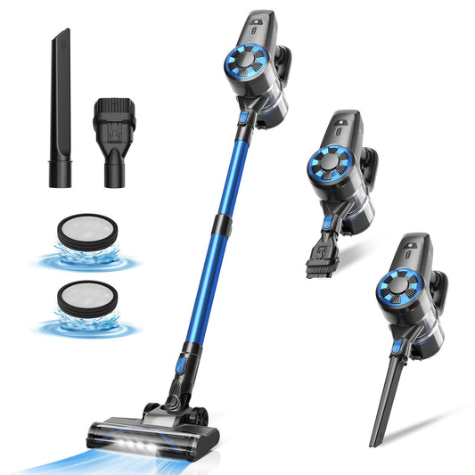 Aspirador de Pó Sem Fio INSE N3S 6 em 1 Recarregável Potente Aspirador Portátil Vertical com Bateria de 2200mAh para Carpete e Piso Duro