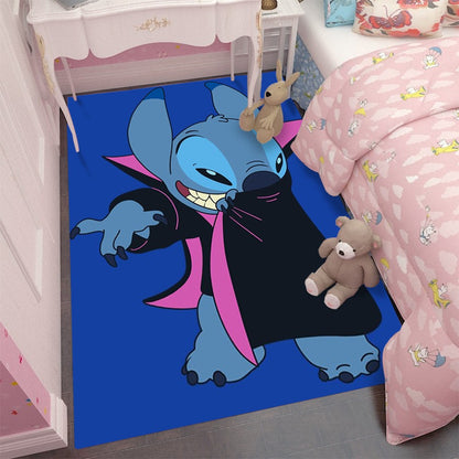 MINISO Stitch Cartoon Area Rug Blue Pink Living Room Decor Carpet Bedroom FloorMat Soft Comfy Rug for Disney Lovers Kids PlayMat
