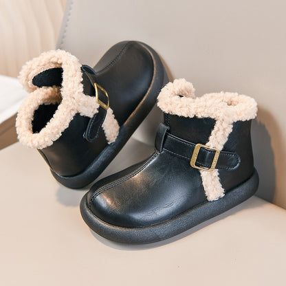 Winter Fur Boots For Children 2025 Trend Fashion Boy's Girl's Plush Snow Boots Anti-slippery Teenager Kid's Padded Boots Cotton