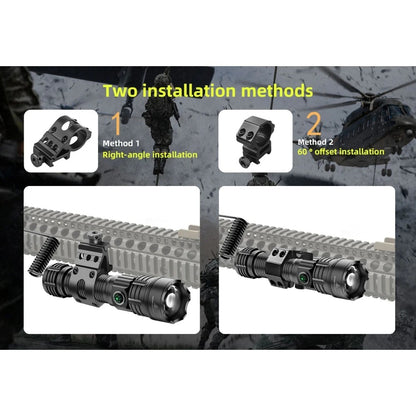 2000LM USB-C Rechargeable LED Flashlight Zoomable Beam Waterproof Outdoor Light with Mount Strobe Mode for Camping Cycling Emergency
