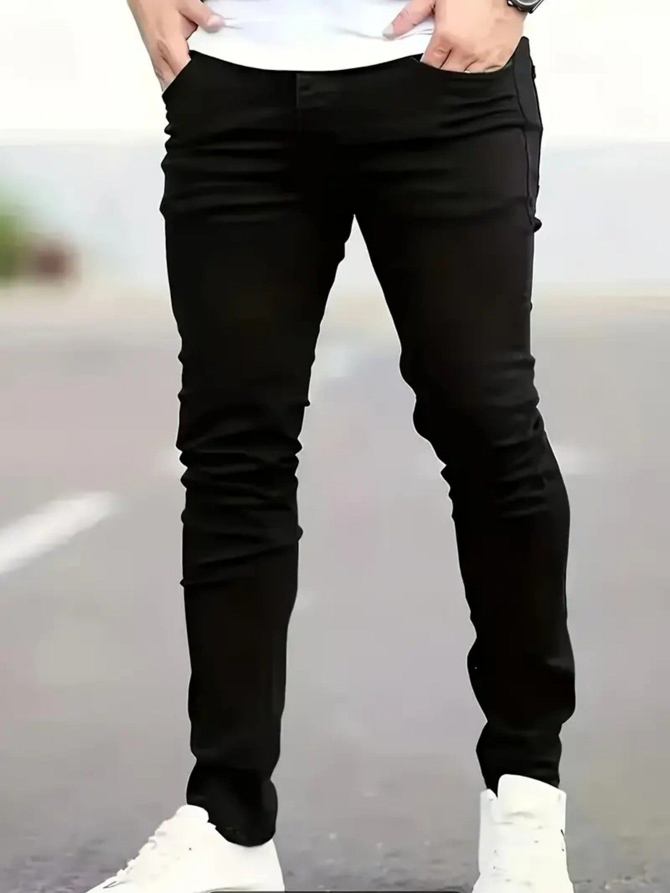 Men’s Slim Fit Black Jeans, Reinforced Denim Seams, Menswear Approved from Gym to Gallery