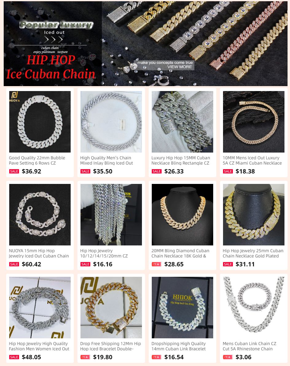 NUOYA High-Quality Hip-Hop Jewelry 20mm Jewelry Ice Necklace Diamond Three Rows Of Zircon Thick Cuban Chain Men's Necklace