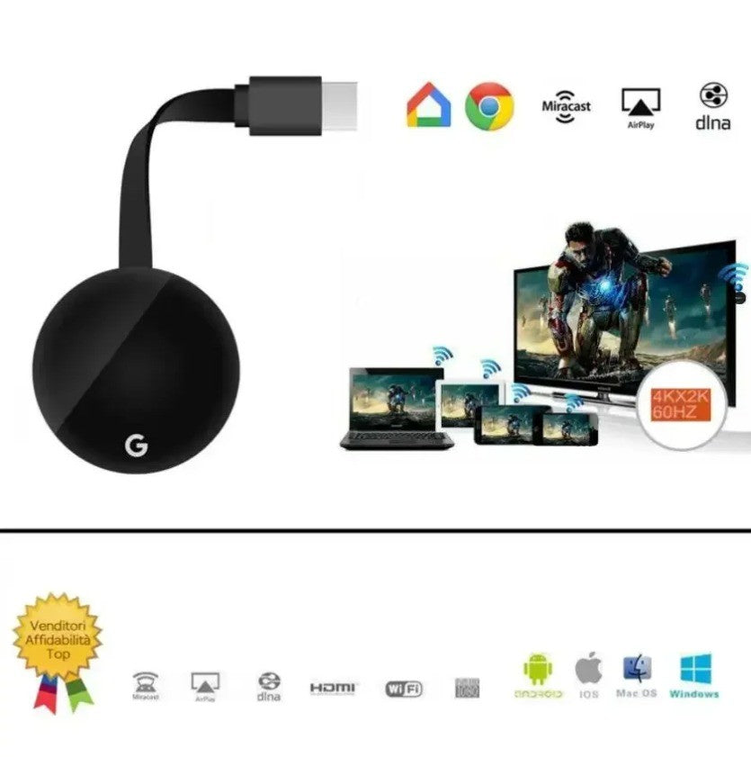 Dongle de exibição HD Wireless WiFi Chromecast Google mirascreen Mídia Streaming Vídeo Tv Smart Home compatível com HDMI Para ios/Android