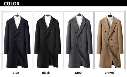 Winter Men's Woolen Coat Thicken Warm Trench Coat Men Wool Casual Double Fashion Breasted Long Overcoat Men
