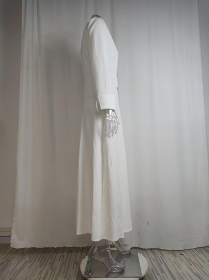 Fashion Spring Overalls Sundress Women 2025 Autumn Dress Casual Elegant longSleeve Baggy Work Vestidos Kaftan Maxi Long Dress