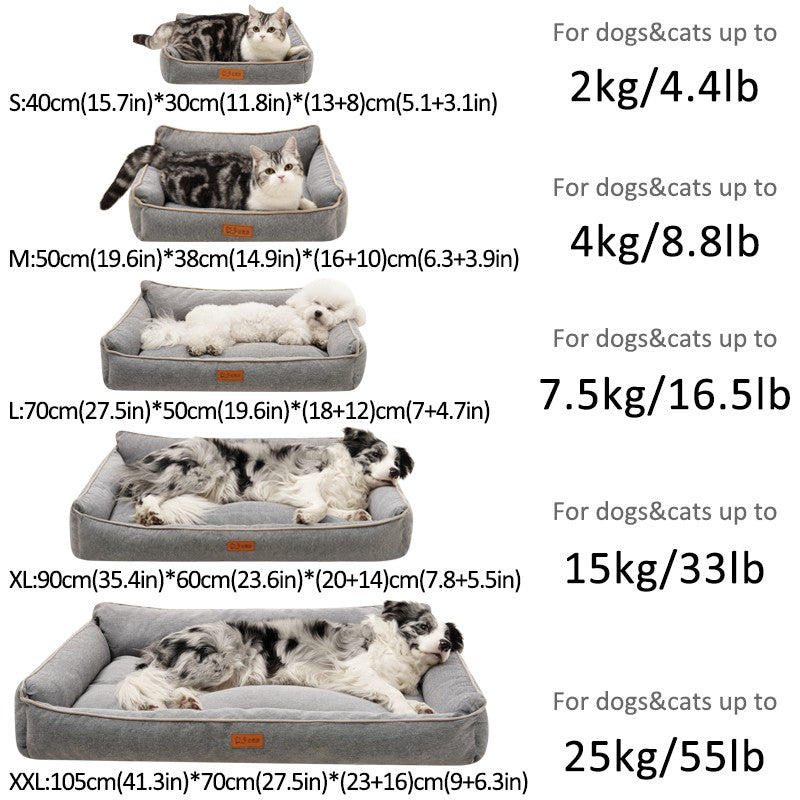 Cama de Cachorro de Inverno, Sofá Impermeável para Cães de Porte Médio, Cama de Espuma para Animais de Estimação com Capa Removível Lavável e Fundo Antiderrapante