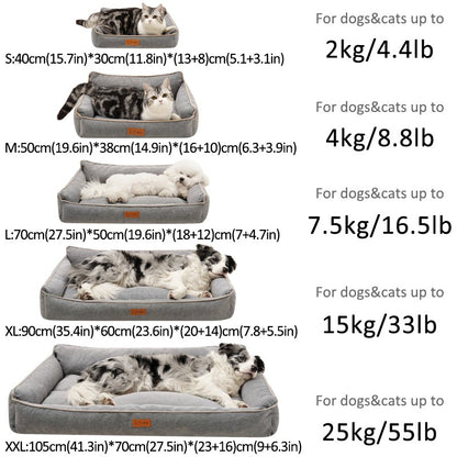 Cama de Cachorro de Inverno, Sofá Impermeável para Cães de Porte Médio, Cama de Espuma para Animais de Estimação com Capa Removível Lavável e Fundo Antiderrapante