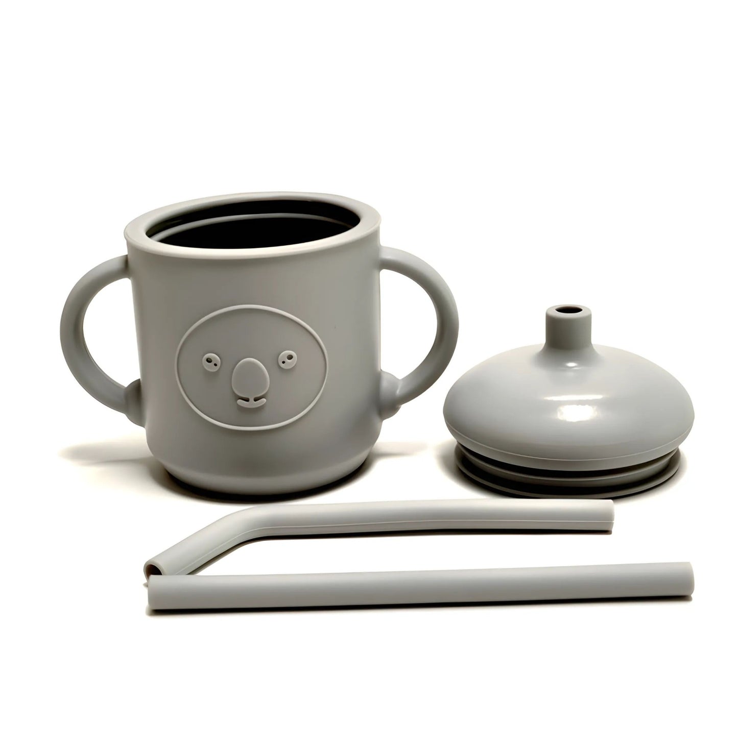 Silicone Learning Mug With Straw Children's Drop Resistant High Temperature Training Cup With Lid Baby Silicone Mug