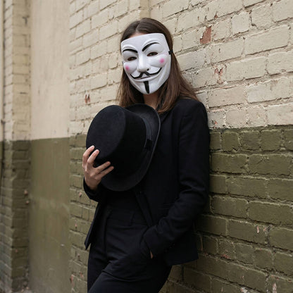 2PCS\SET Classic Anonymous Style Mask Full Face Cosplay Mask for Men Women Halloween Masquerade Party Costume Props