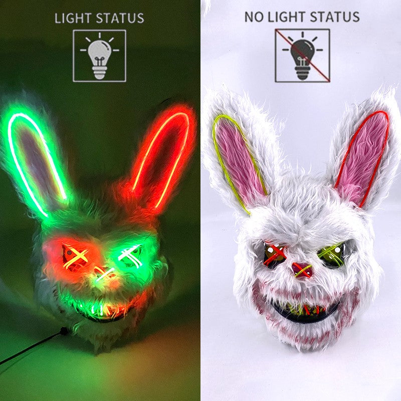 Hot Bloody Rabbit Bear Luminous LED Mask Halloween Horror Bunny Mask Carnival Party Props Cosplay Dress Up Headgear