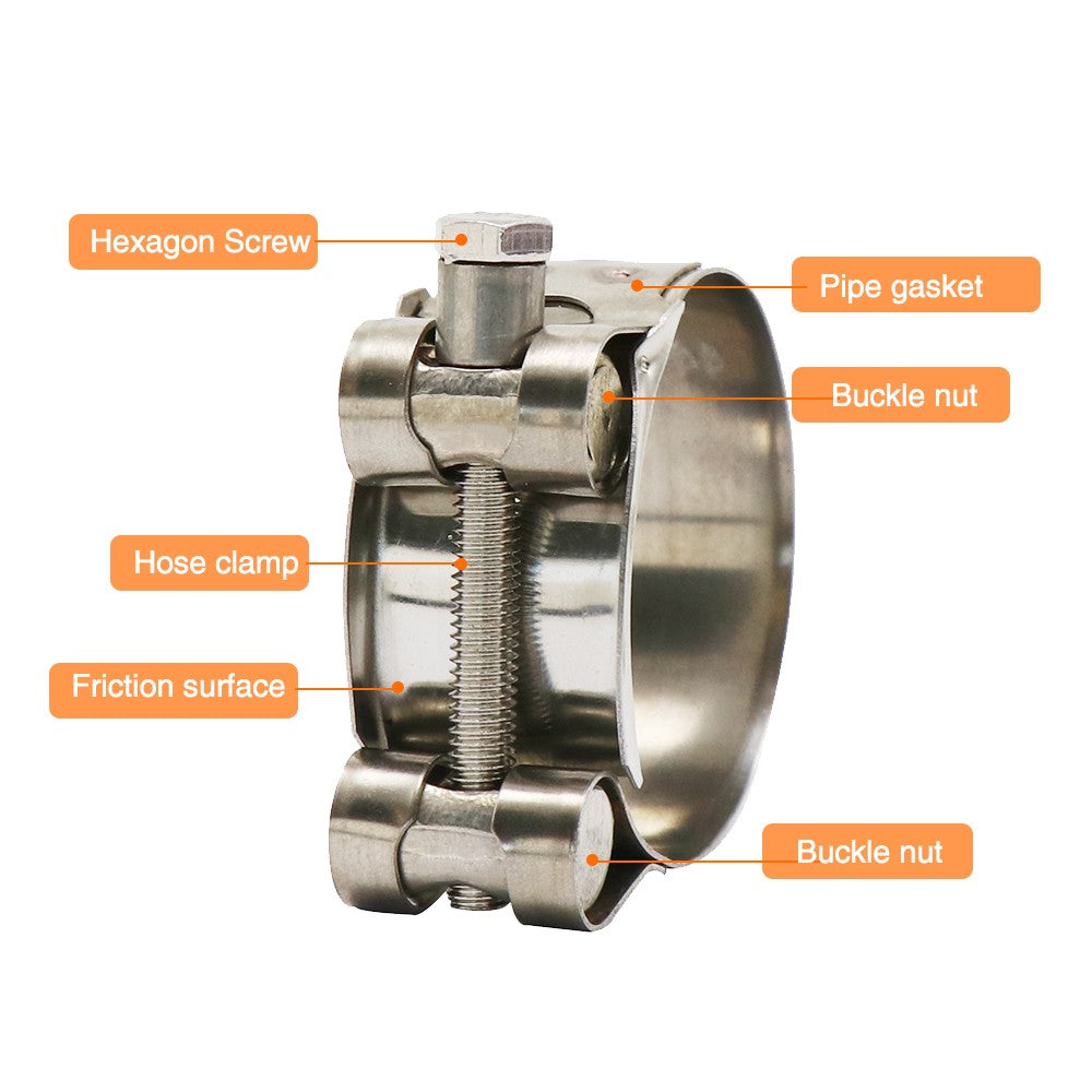 ZSDTRP 26-63mm Stainless Steel Motorcycle Exhaust Clamp Clip For Slip-on Motorcycle Muffler Clamp Kit
