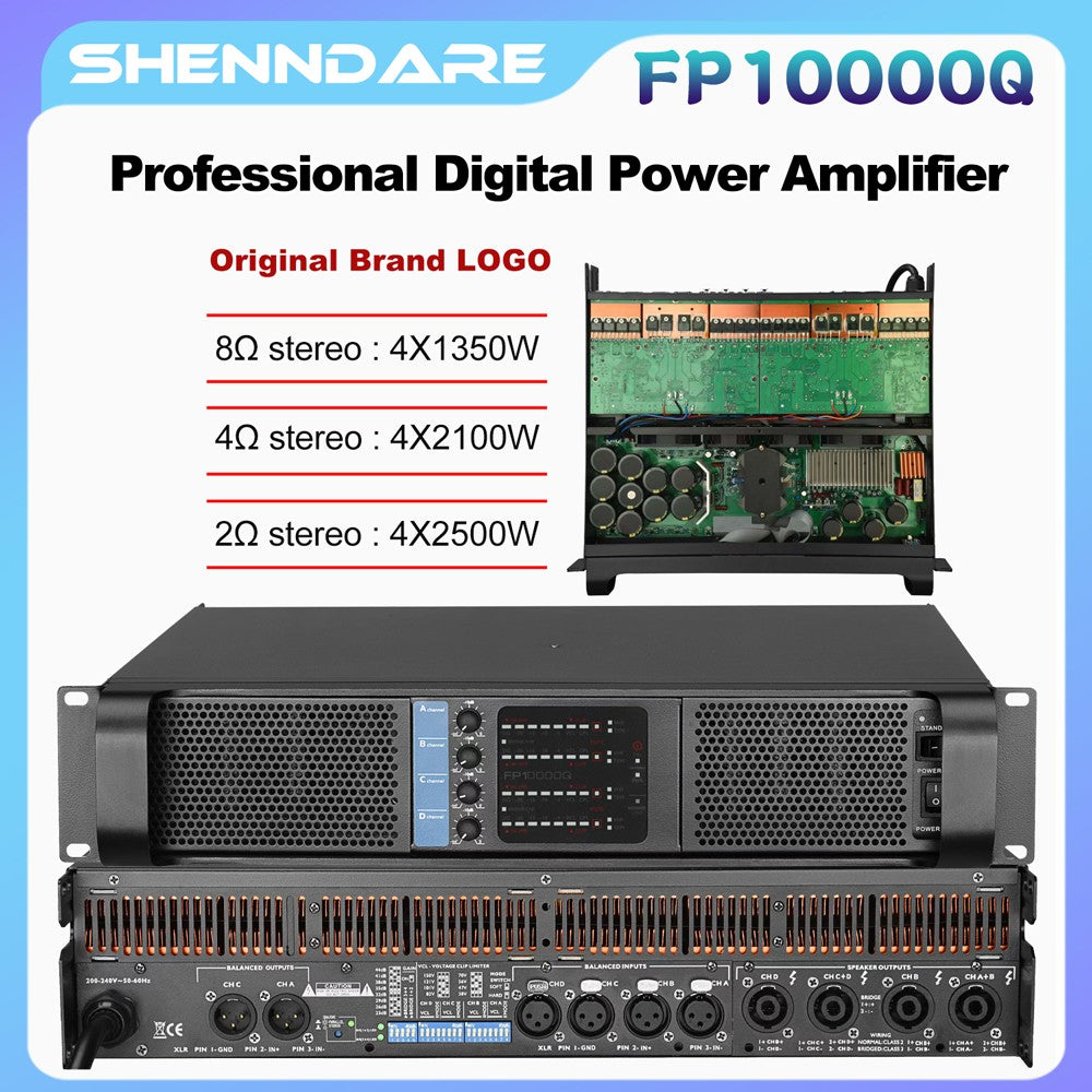 Amplificador de Potência Digital Profissional Original LOGO FP10000Q 4x1350W 8OHM Amplificador de Subwoofer DJ de 4 Canais Classe TD FP14000