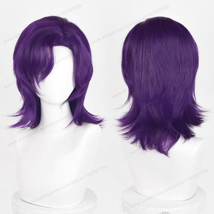 Anime 44cm Medium Basic Synthetic Side Part Hair Cosplay Wig Black White Red Silver Pink Blue Women Man Heat Resistant Hairs