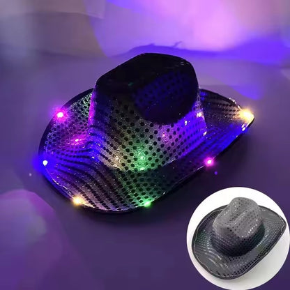 Chapéu de caubói/caubói com LED pisca-pisca, chapéu que brilha, festa de carnaval, homens, mulheres, despedida de solteira, suprimentos de casamento