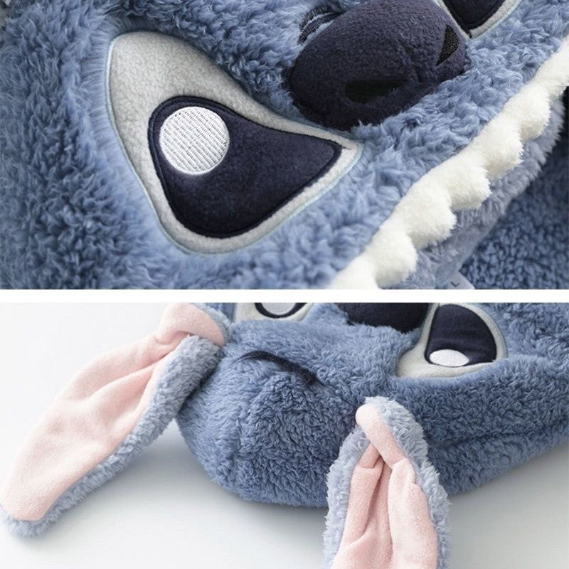 Disney Stitch Winter Pajamas Cartoon Autumn And Winter Cute Coral Thickened Velvet Long Home Clothes Pajamas Girls Home Clothes