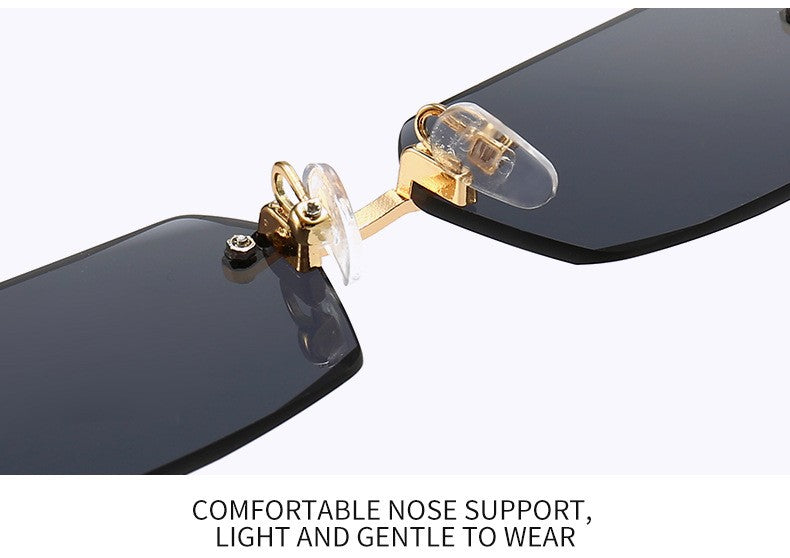 Rimless Sunglasses Rectangle Fashion Popular Women Men Shades Small Square Sun Glasses for Female Male Summer Traveling Oculos