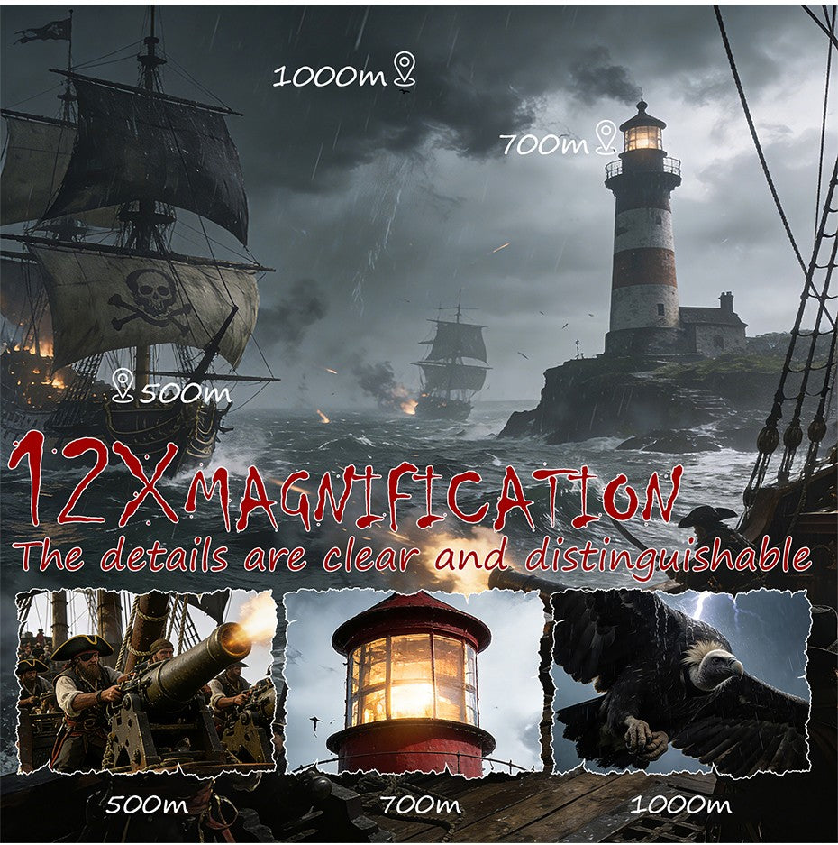 Datyson Metal Retro Pirate Series 12x43 Monocular Telescope 5D0008B Stretchable and Shrinkable