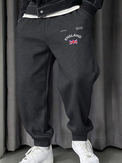 London England Union Printing Man Sweatpants Fashion Elastic Waist Pants Trendy Drawstring Pant Casual Warm Britches
