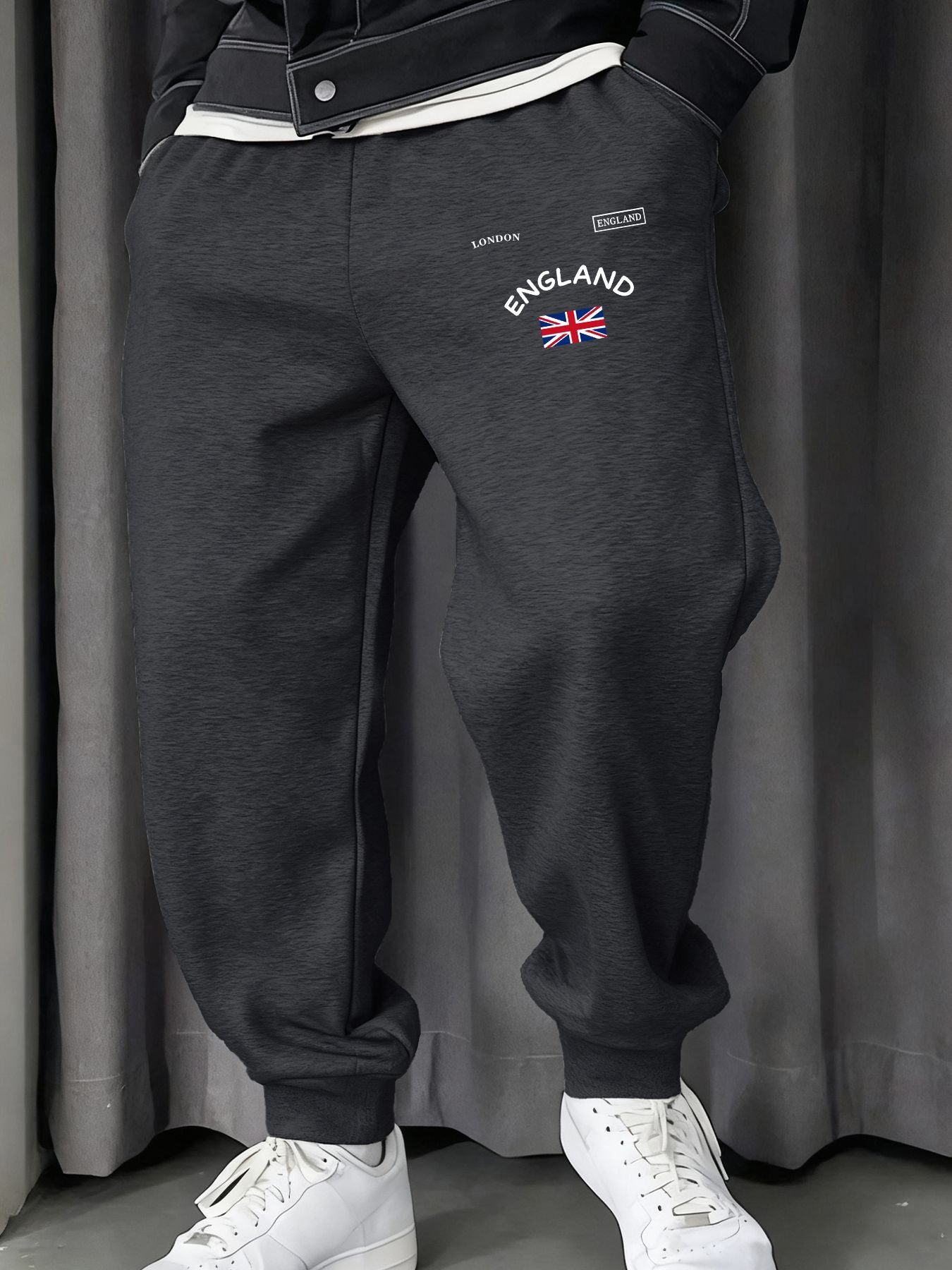 London England Union Printing Man Sweatpants Fashion Elastic Waist Pants Trendy Drawstring Pant Casual Warm Britches