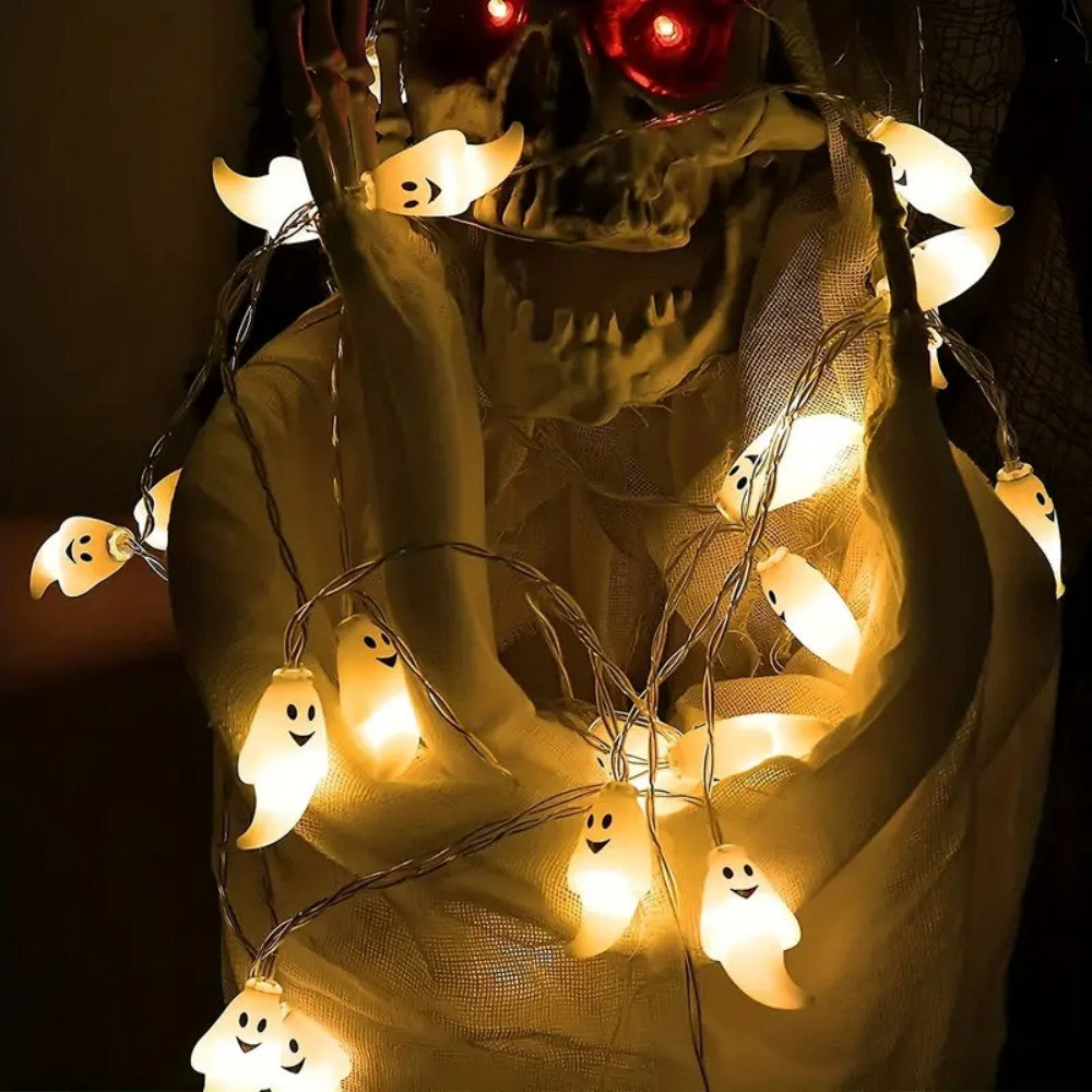 1PC LED Ghost String Lights Festival Decoration Haunted House Party Props Mood Lighting for Indoor Outdoor Halloween Decor