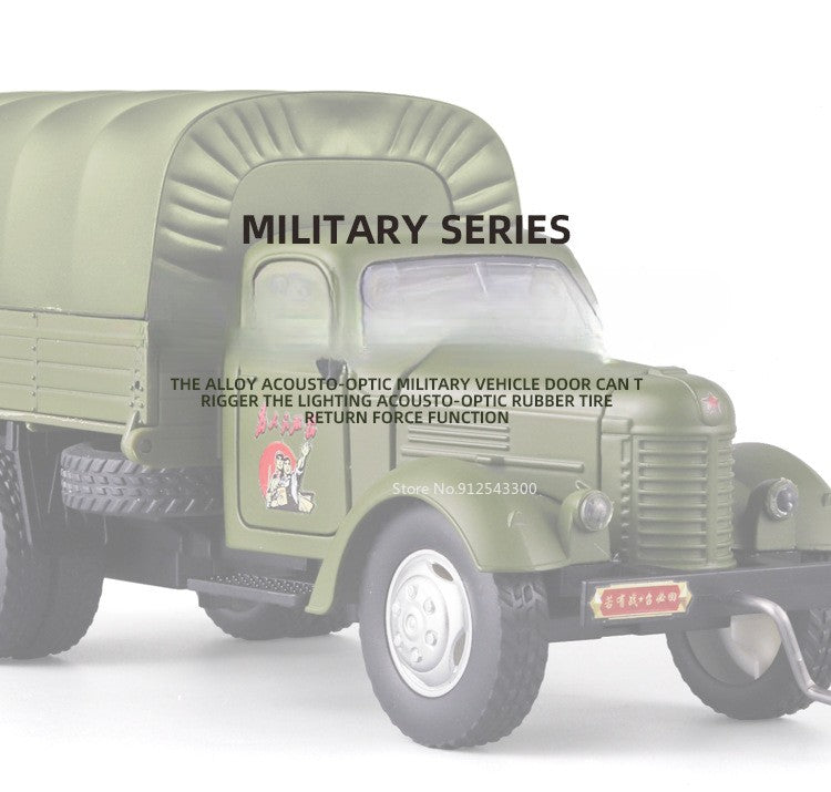 1:24 CA10 Vintage Truck Armored Car Model Toy Alloy Diecast Military Carrier Transport Vehicles Models Sound Light Kids Gifts