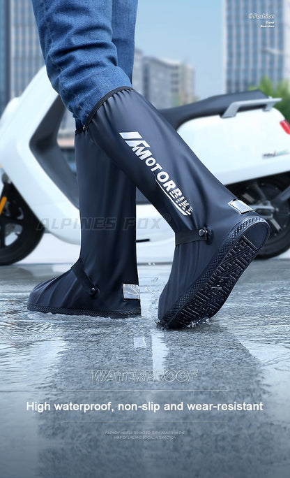 Botas de Chuva de Cano Alto para Motocicleta Impermeáveis Reflexivas Antiderrapantes Calçado para Moto Ciclismo Bicicleta Acessórios de Proteção Reutilizáveis